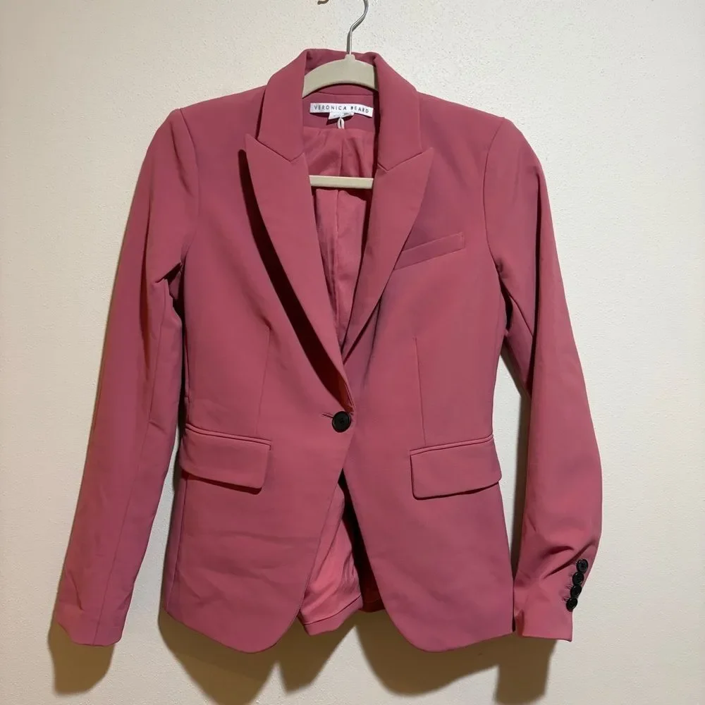 Veronica Beard Cutaway Dickey Jacket Mauve Pink